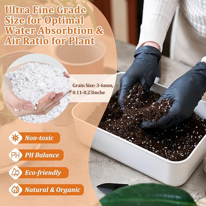 Legigo 15 Quarts Organic Horticultural Perlite for Plants Indoor- Natural Horticultural Soil Additive Conditioner Mix for Improves Drainage, Ventilation and Root Growth