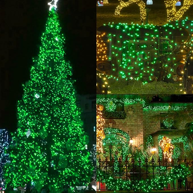 3 Sets Christmas Lights, 150 Count 33 FT Each Mini String Lights, Green Wire Fairy Lights, 120V UL Certified Connectable St Patricks Day Light for Holiday Winter Patio Party Outdoor Decoration, Green