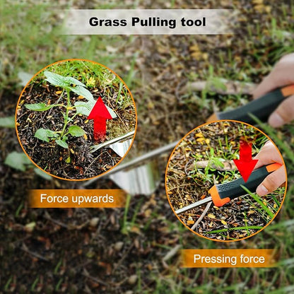 Weed Puller Tool Hand Weeder for Lawn Garden Cracks Stainless Steel Weed Remover with Ergonomic Beechwood Handle Manual Weeder
