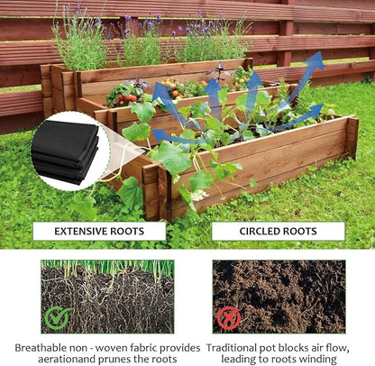 Longzhuo 63" X 83" Raised Garden Bed Liner - Non Woven Fabric for Winter Greenhouse Vegetable Gardening, Cuttable Plant Liner with Soil Containment & Water Drainage for Flower Pots