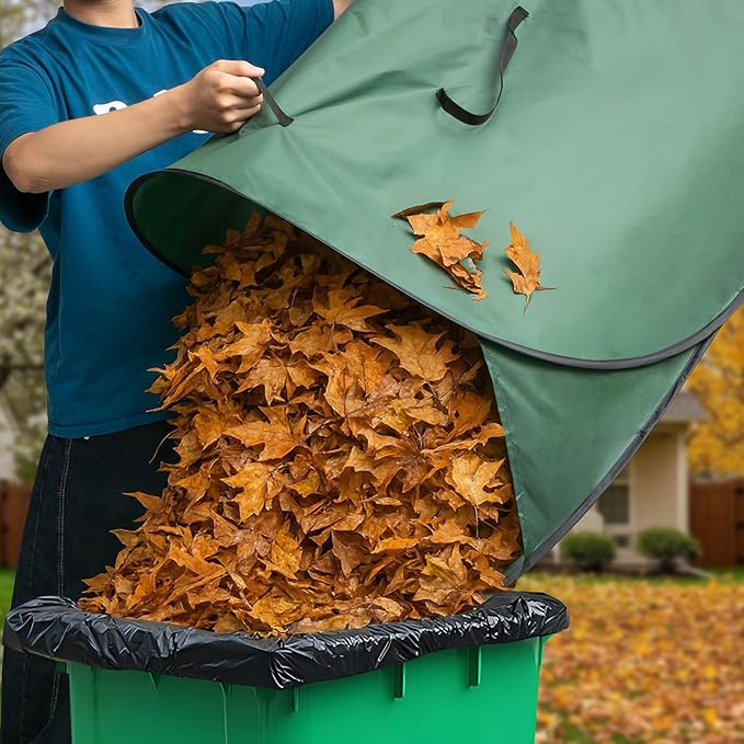150 Gallon Foldable Pop Up Leaf Collector, Leaves Pickup and Loader Bag, Lawn Portable Leaf Bags for Cleaning Up Garden Weeds Branches Waste Trash