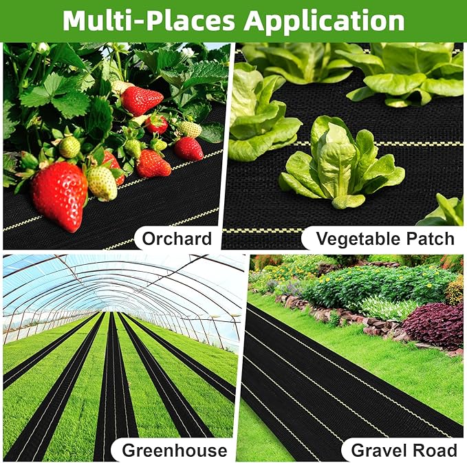 Shade&Beyond Custom 7ftx105ft Weed Barrier Fabric, 3.5oz Heavy Duty Landscape Fabric with Superior Permeability Weed Control, Garden Woven Ground Cloth with Staples