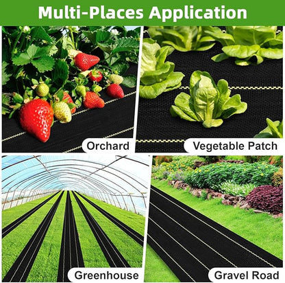 Shade&Beyond Custom 7ftx195ft Weed Barrier Fabric, 3.5oz Heavy Duty Landscape Fabric with Superior Permeability Weed Control, Garden Woven Ground Cloth with Staples