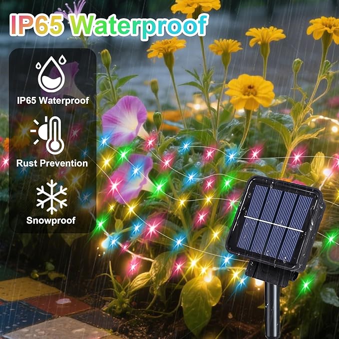 Solar Waterfall Fairy Bunch Lights Outdoor Waterproof 200LEDs 8 Modes Watering Can Light , Muticolor Solar Powered String Lights Firefly Vine Christmas Tree Garden Decorations Gardening Gifts For Mom