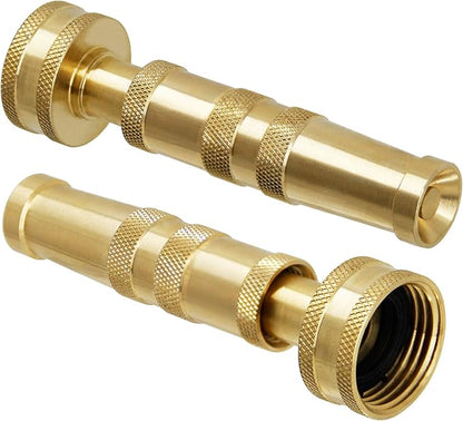 Triumpeek Solid Brass Hose Nozzle, 2 Pack 4" Heavy Duty Brass Garden Hose Nozzle with 10 Rubber Washers