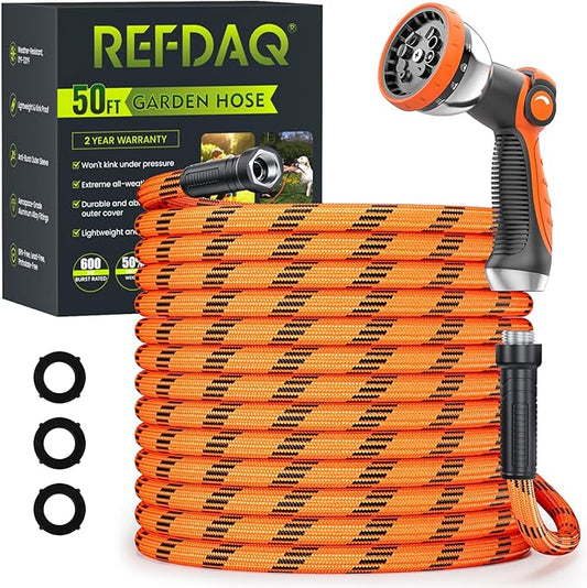 Garden Hose 50 ft, Water Hose Heavy Duty, Flexible Lightweight Non-Expanding Hose with 10 Function Sprayer, Leak-Proof, Burst-Resistant, High-Pressure, Anti-Kink, Garden Gifts for Men Women