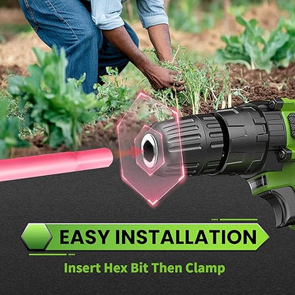 SYITCUN Auger Drill Bit for Planting - 2"X32" Heavy-Duty Garden Auger Spiral Drill Bit - Bulb Planter Tool - 3/8" Hex Drive Drill