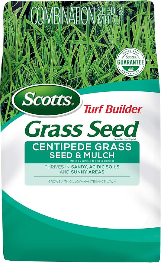 Scotts Turf Builder Centipede Grass Seed & Mulch, Grows a Thick, Low-Maintenance Lawn, 5 lbs.