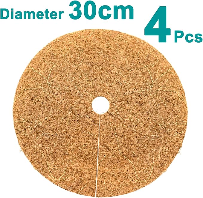 Coconut Fiber Mulch Rings for Winter Plant Protection Coconut Fibers Mulch Ring for Shrubs Against Cold Frost Wind, 4PCS 11.7inches/30cm Diameter