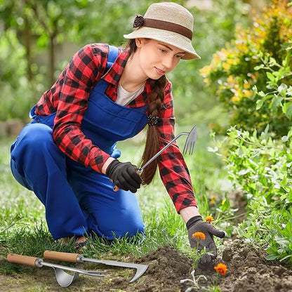 3 Pack Weed Puller Tool, Stainless Steel Crack Weeder Tool, Uprooting Weeding Tool, Paving Brick Moss Removal, L-Shape Gardening Crack Sickle Lawn Edger and Driveway Weeding Tools Gardening