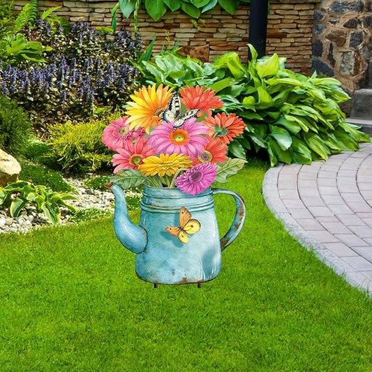 Briarwood Lane Gerber Daisy Watering Can Metal Art