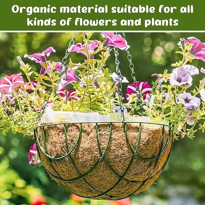 Legigo 6 Pack 8 Inch Hanging Basket Coco Liners Replacement, 100% Natural Round Coconut Coco Fiber Planter Basket Liners for Hanging Basket Flowers/Vegetables