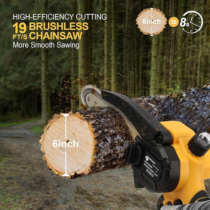 6 In Chainsaw Compatible with DeWalt Battery 20v - Mini Electric Cordless Brushless Chain Saw Handheld Compact Portable Mobile Small Trimming Pruning Chainsaw Set(Battery not Included)