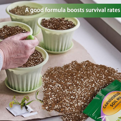 Carnivorous Plant Soil Mix 4qt, Pure Peat Moss and Perlite Mixture for Venus, Pitcher, Butterwort, Nepenthes, Sundew