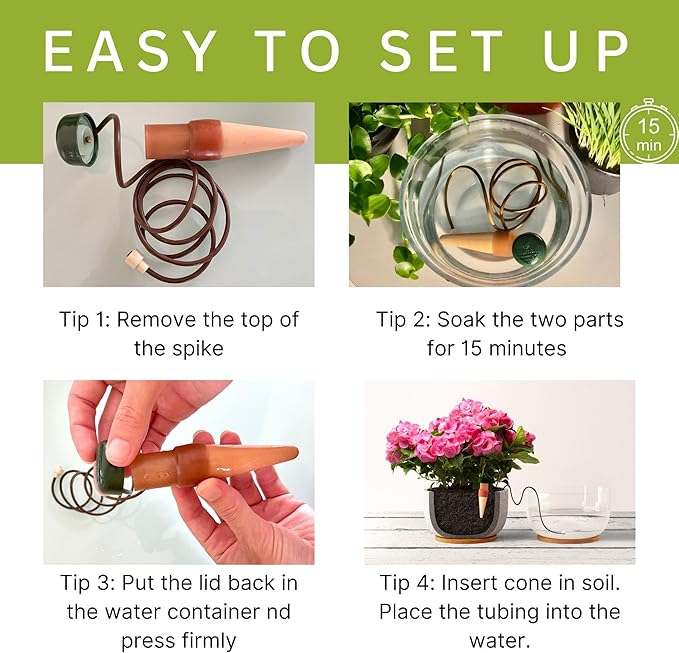 Blumat Classic Self-Watering Stakes - Automatic Drip Irrigation System for Indoor Plant Watering & Outdoor - Water Drip Solution for Potted Plants - Slow Release Stakes, 25 Pack, wo Adapter