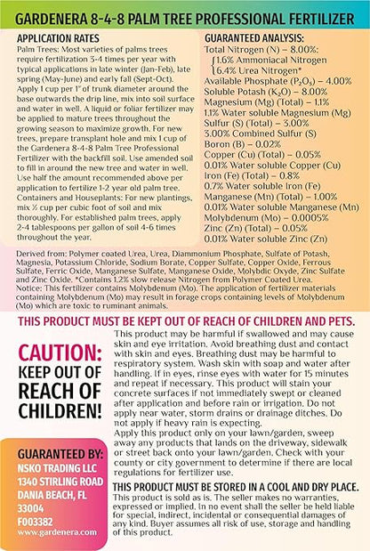 Premium 8-4-8 Professional Palm Tree Fertilizer Plant Food |Indoor Potted Plants and Outdoor Landscape Palm Trees | Quick-Release Nitrogen Fertilizer and Continuous Feeding [16 OZ]