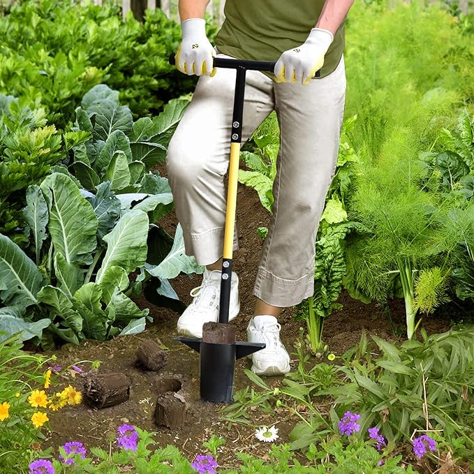 Jardineer 3PCS Bulb Planter Tools Set, Long Handle Bulb Planting Tool and Small Flowers Transplanter Tool for Tulips, Daffodils, Lily