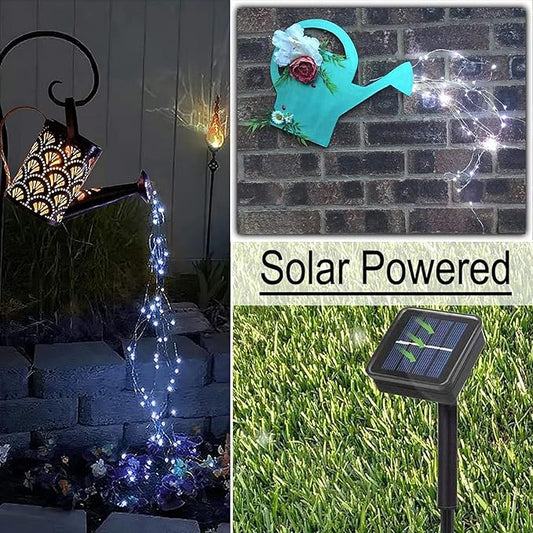 Solar Waterfall Fairy Bunch Lights Outdoor Waterproof 200LEDs 8 Modes Watering Can Light (NO CAN), Solar Powered String Lights Firefly Vine Christmas Tree Garden Decorations Gardening Gifts for Mom