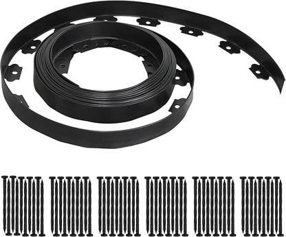 Gardzen 1.5" x 60' Landscape Edging Kit, Garden Edging Coil Comes with 60 Pcs Spikes, No Dig Lawn Border Design