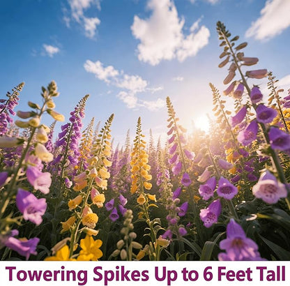 Foxglove Seeds 250,000+ Bulk Pack - Tall Spire Blooms, Mixed Colors for Garden Borders, Easy Planting for Home Gardening - Ideal for Backyard Flower Beds, Landscaping, and Pollinator-Friendly Gardens