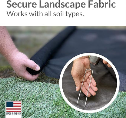 Pinnacle Mercantile 200 Pack Galvanized Garden Stakes Landscape Staples Extra Heavy Duty Sod Ground Anchors Anti Rust 6 inch Metal Pins 9 Gauge USA Made