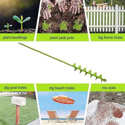 TCBWFY 2x32 Inch Auger Drill Bit for Planting - Long Handle Easy Planter Garden Auger - Bulb & Bedding Plant Augers - Post Hole Digger for 3/8”Hex Drive Drill