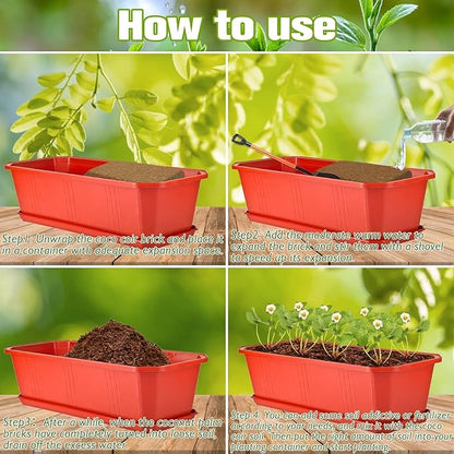 Halatool 6PCS Organic Coconut Coir Bricks Compressed Coco Coir Brick Nutrient Garden Soil with Low EC & pH Balance Premium Starting Soil Coconut Fiber Substrate for Plants Flowers Reptiles