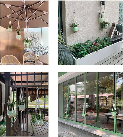 Hanging Planters with Macrame Plant Hangers for Indoor Outdoor Plants,3 Set Hanging Baskets Flower Pots Holders 35‘’/27‘’/21‘’,Self-Watering Pots 7‘’/6‘’/5.5‘’,Boho Home Decor (Green)