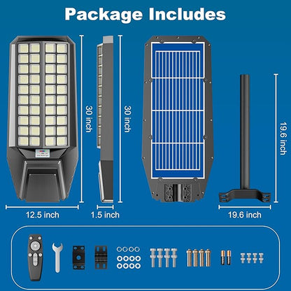 10000W Solar Street Light - 600000 Lumens, Dusk-to-Dawn, Waterproof, Ideal for Commercial & Outdoor Parking Lots - Energy-Efficient Solar-Powered, 3-Year Warranty