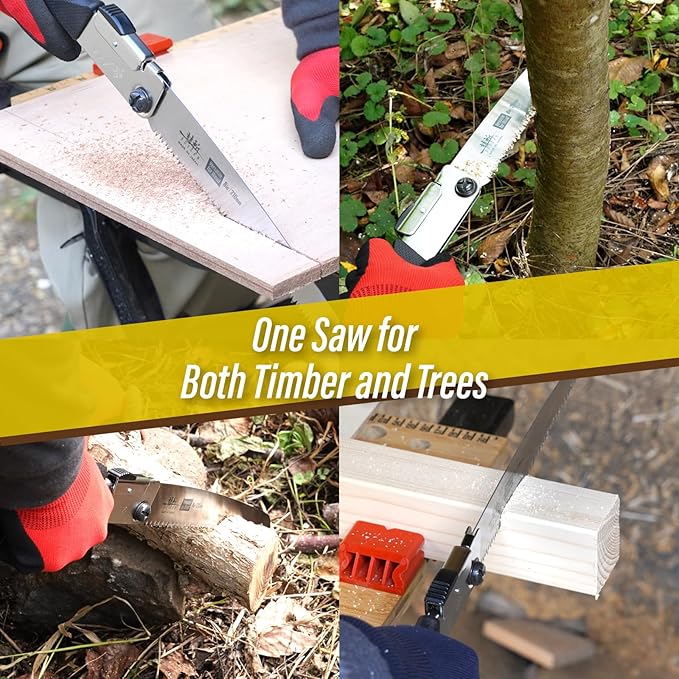 SUIZAN Japanese Folding Saw 8.3" Versatile for Wood - Compact Handsaw Pruningsaw Garden Woodworking DIY Tools