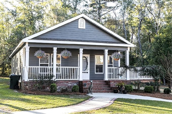 Ivydale Artificial Faux Outdoor Hanging Flowers Plants Basket for Porch Spring Decoration, 12 Bundlies Fake UV Resistant Lavender with Coconut Lining Baskets for Home Patio Balcony Yard