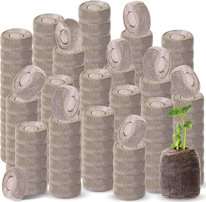 300 Pcs 50mm Seed Starter Peat Pellets Bulk for Compressed Seed Starting Pellets Seed Starter Pods Plugs Soil Peat Pods for Starting Seeds, Plant Transplant Grow Garden Flower Vegetables