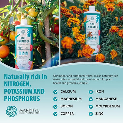 MARPHYL Organic Liquid Fertilizer - Outdoor & Indoor Plant Food - All-Purpose, Nutrient-Rich Lawn Fertilizer & Soil Enhancer for House Plants, Flowers, Vegetables, Succulents, Bamboo, Hydroponics