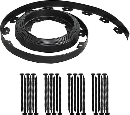 Gardzen 1.5" x 20' Landscape Edging Kit, Garden Edging Coil Comes with 24 Pcs Spikes, No Dig Lawn Border Design