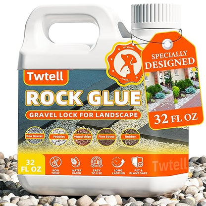 Mulch Glue, 32OZ Rock Glue for Landscaping, Gravel Binder & Decomposed Granite Stabilizer, Non-Toxic Weather-Resistant Safe Mulch Lock Gravel Stabilizer for Paths, Patios & Garden Borders