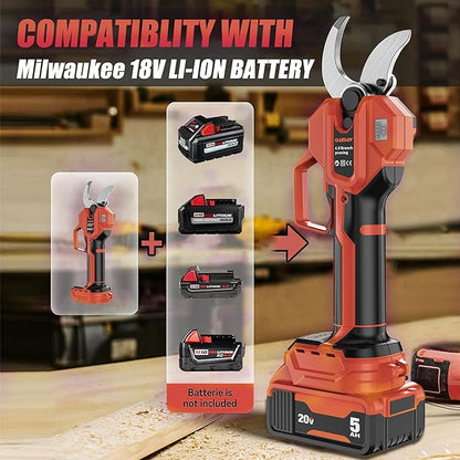 2-IN-1 Electric Pole Pruning Shears Cordless Compatibility with Milwaukee 18V Battery, 1.6" Cutting Diameter Pruner, 14.8 FT MAX Extension Pole Saws(NO BAT) (2-IN-1 Electric Pole Pruning Shears)