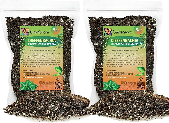 GARDENERA Superior Potting Soil Mix for Dieffenbachia - Perfect Balance of Nutrients, Drainage, and Aeration for Optimal Growth (10 Quart)