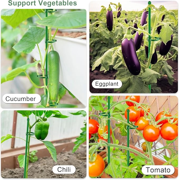 20Pcs Plant Support Stakes 17 inch SupKing Garden Orchid Sticks Extended to 3ft 4ft 5ft Plant Poles with Clips for Indoor Outdoor Potted Tomato Rose Amaryllis Vegetables Comes with 20 Ties
