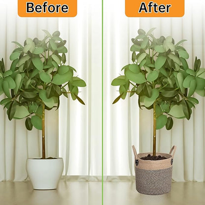 14"x12" Natural Jute Rope Woven Storage Basket with Handles for Plant, Blankets,Toys,Clothes,Shoes - Living Room Home Decor,Multifunctional Basket for Organizer,Picnic,Artificial Tree