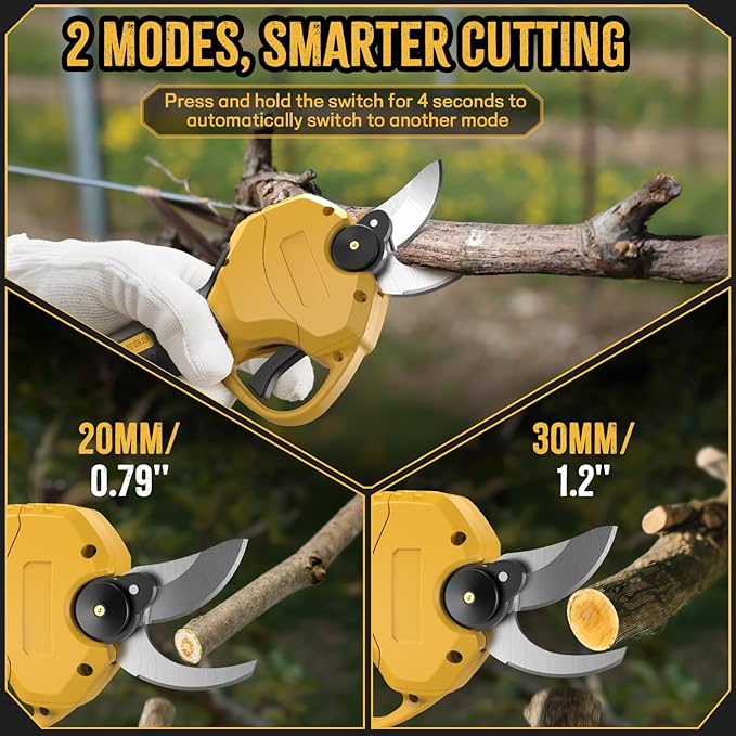 2 IN 1 Electric Pruning Shears Cordless with Pole for Dewalt 20V MAX Battery, 14Ft Reach, 1.2" Cutting Diameter, Brushless Motor Pruner - for Gardening & Tree Trimming (No Battery)