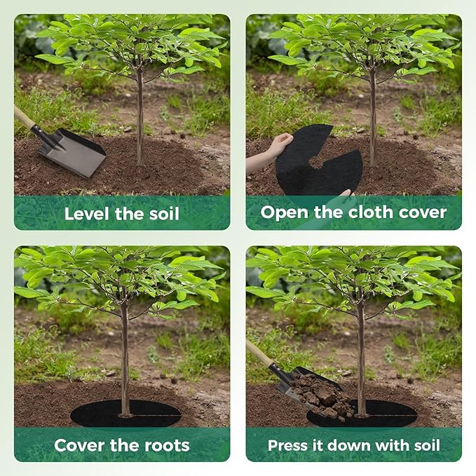 Tree Mulch Ring, 10 Pack 16" Non-Woven New Tree Protector, Reusable Tree Ring Mulch Mat, Degradable Weed Control Fabric Mat for Landscaping Weed Control Root Protection, Tree Barrier Ring