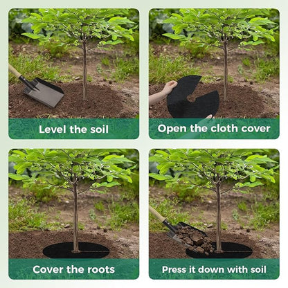 Tree Mulch Ring, 8 Pack 20.47" Non-Woven Tree Mulch Ring, Reusable Tree Ring Mulch Mat, Degradable Weed Control Fabric Mat for Landscaping Weed Control Root Protection, Tree Barrier Ring