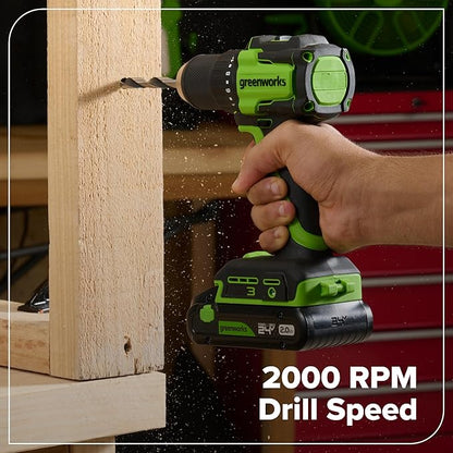 Greenworks 24V Brushless 10PC Power Tool Combo, Drill+Impact Driver+Circular Saw+Recip Saw+Jig Saw+Sander+Light+Multi-Tool+Nailer+Grinder (2) 4.0Ah+2.0Ah Batteries (24,000mAh Power Bank) USB-C Charger