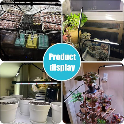 Black Grow Lights for Indoor Plants, 126LEDs Clip Plant Lights, Full Spectrum LED Plant Growing Lamps with Flexible Gooseneck，4/8/12/18H Timer, 3 Spectral Modes, 10 Dimmable Levels，3 Head 1 Pack