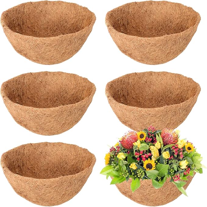 Legigo 6 Pack 10 Inch Hanging Basket Coco Liners Replacement, 100% Natural Round Coconut Coco Fiber Planter Basket Liners for Hanging Basket Flowers/Vegetables