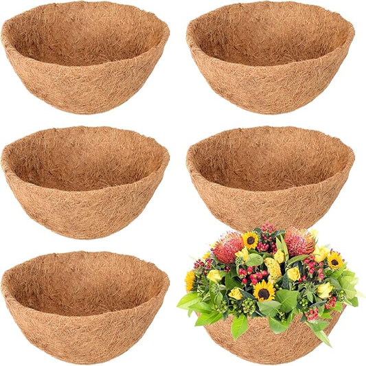 Legigo 6 Pack 10 Inch Hanging Basket Coco Liners Replacement, 100% Natural Round Coconut Coco Fiber Planter Basket Liners for Hanging Basket Flowers/Vegetables