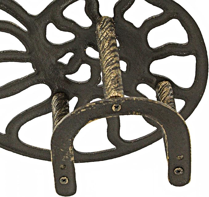 12-Inch Bronze Finish Cast Iron Nautilus Seashell Decorative Hose Holder: Wall-Mounted Outdoor Nautical Décor for Stylish and Functional Garden Organization