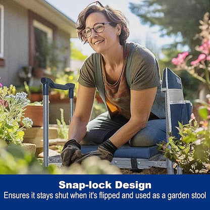 Aimerla K5 Foldable Kneeler Seat - Heavy Duty (Detachable Cloud Kneeler Pad) - Garden Stool - 2 Large Tool Bags - Portable Bench for Indoor & Outdoor