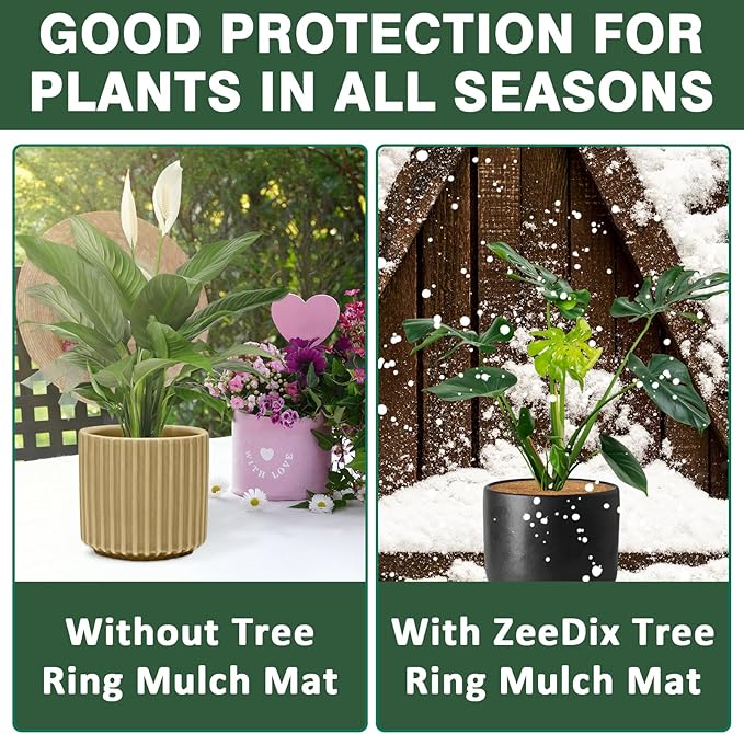 ZeeDix 10 Pack Coconut Fiber Mulch Ring, 9 Inch Coco Coir Tree Ring Mulch Mat, 100% Natural Tree Protector Mat Plant Cover Ring Coconut Coir Discs Tree Mats Mulch Rings for Indoor Outdoor Trees Plants