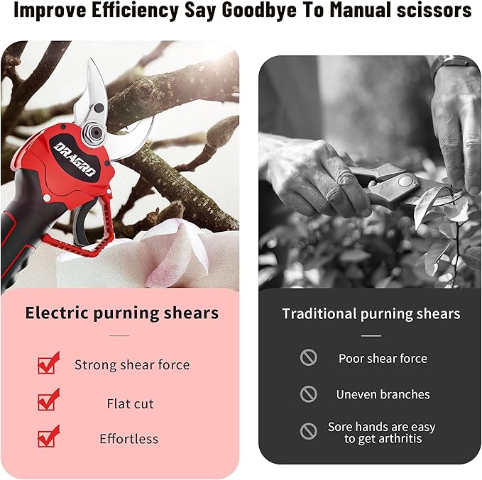 2025 Upgraded Electric Pruning Shears Professional Cordless Electric Pruning Battery Powered, Tree Branch Pruner with 2 PCS Rechargeable 2 Ah Lithium Battery - 30mm (1.2inch) Cutting Diameter
